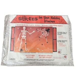 Vtg Stik-ees Window Clings Mr. Bones eee 90s Teacher‎ School Halloween skeletons